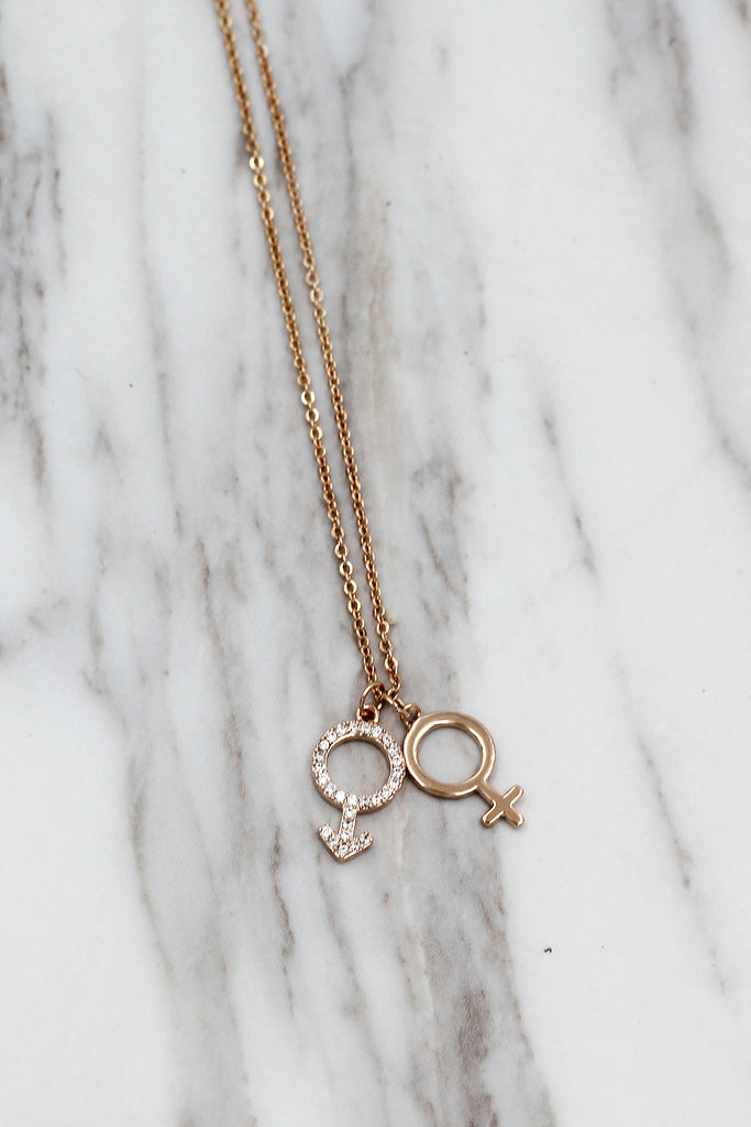 simple symbol crystal necklace