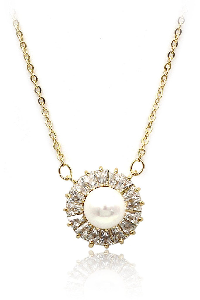 full crystal pearl necklace earring set