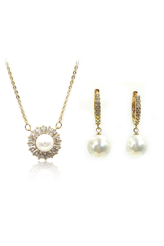 pearl pendant earrings necklace set