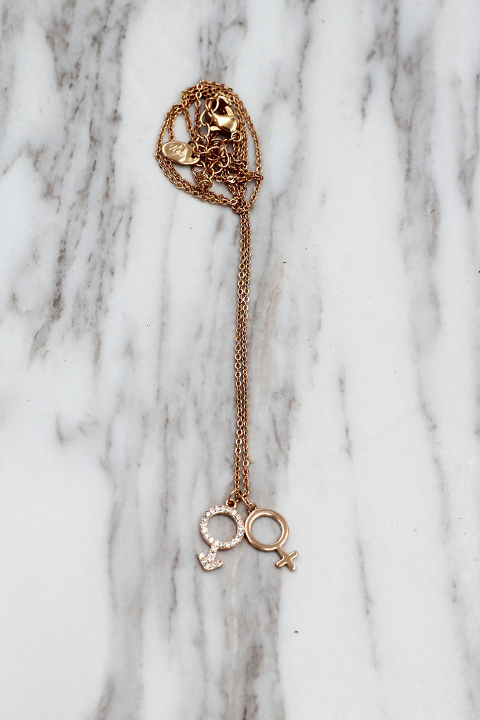 simple symbol crystal necklace