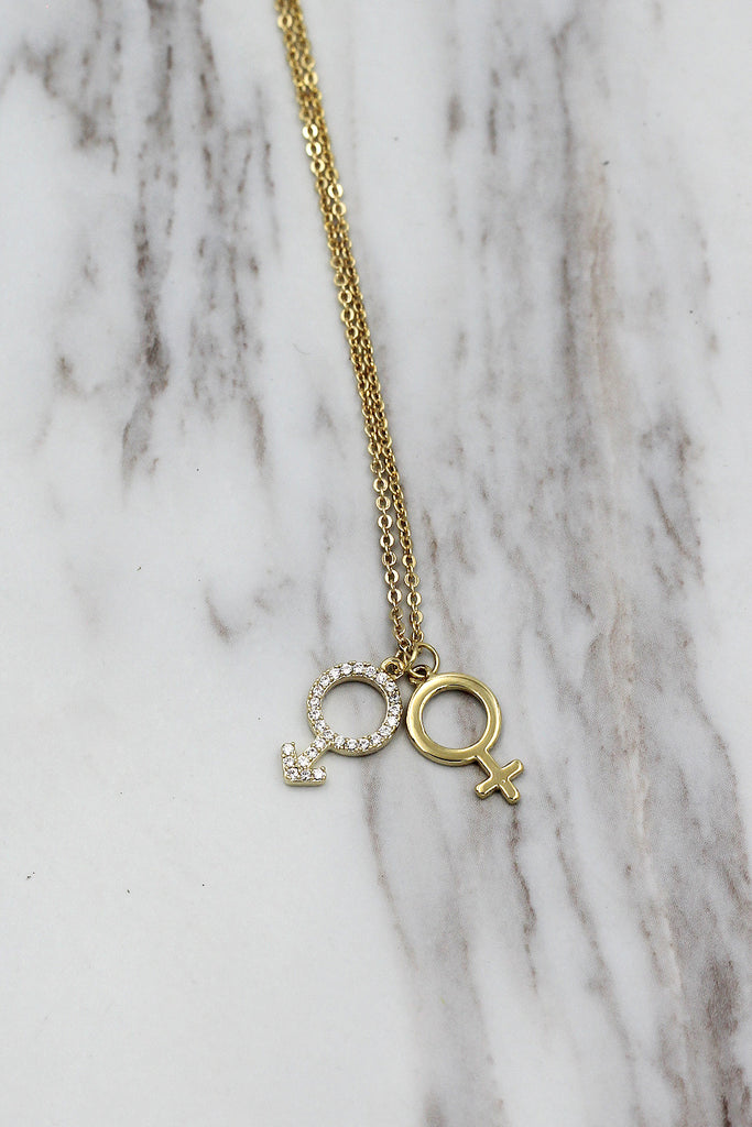 simple symbol crystal necklace