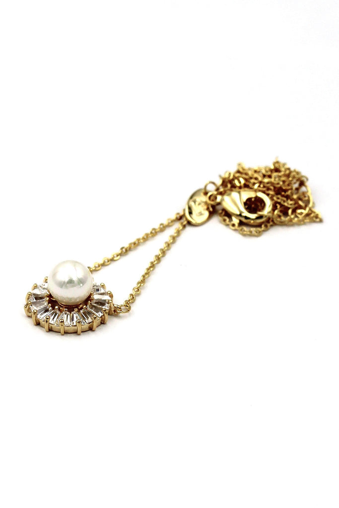 striped crystal pearl necklace earring set