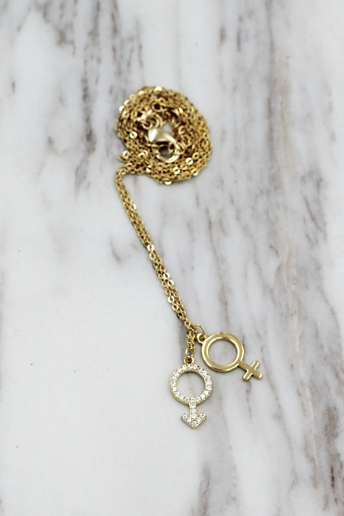 simple symbol crystal necklace