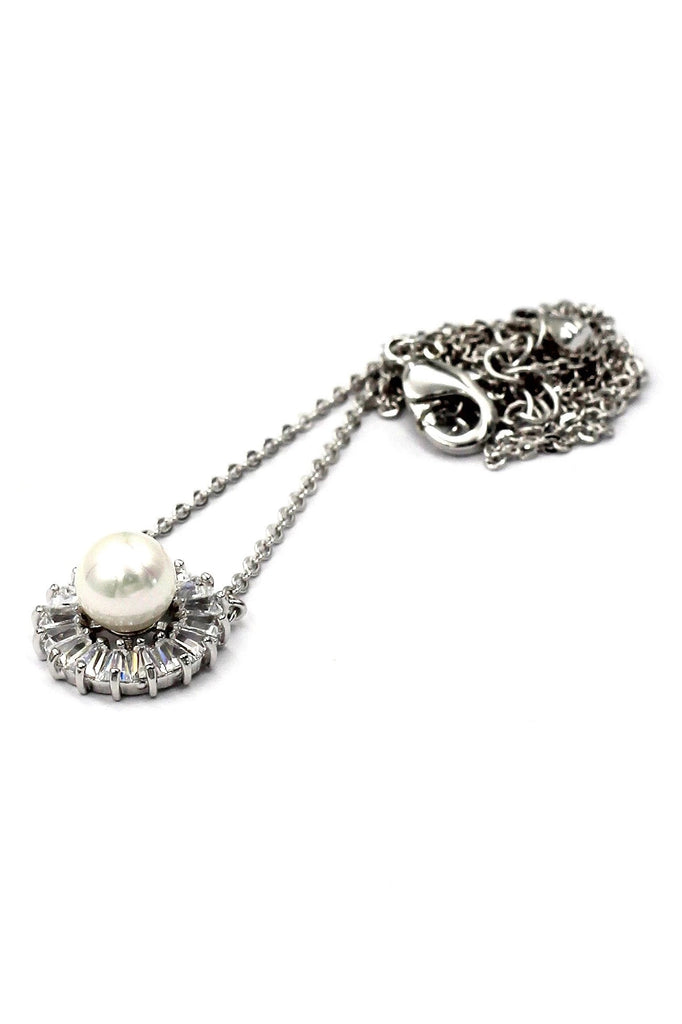 striped crystal pearl necklace earring set