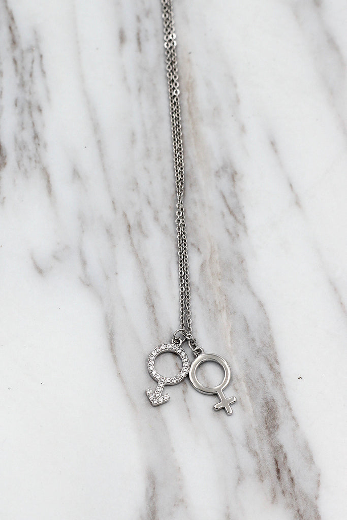 simple symbol crystal necklace