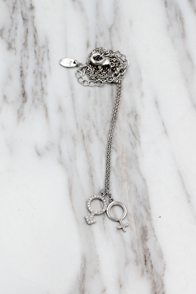 simple symbol crystal necklace