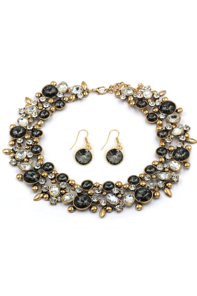 elegant full crystal necklace earrings set