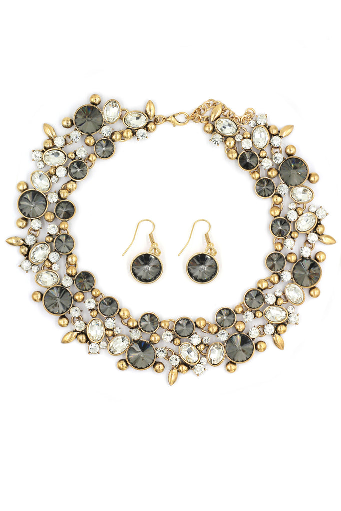 elegant full crystal necklace earrings set