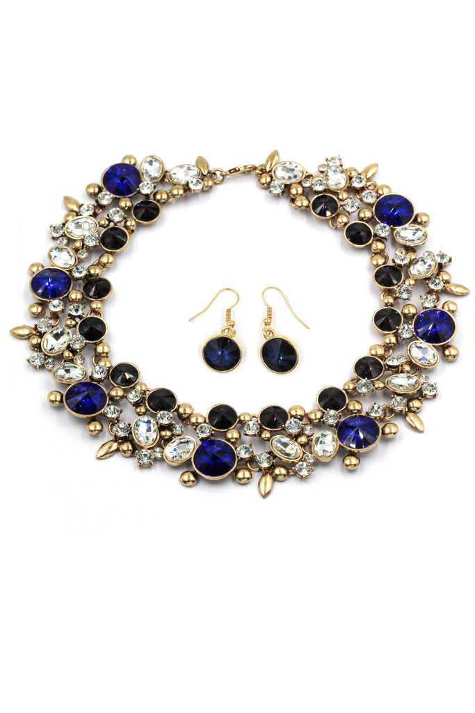 elegant full crystal necklace earrings set
