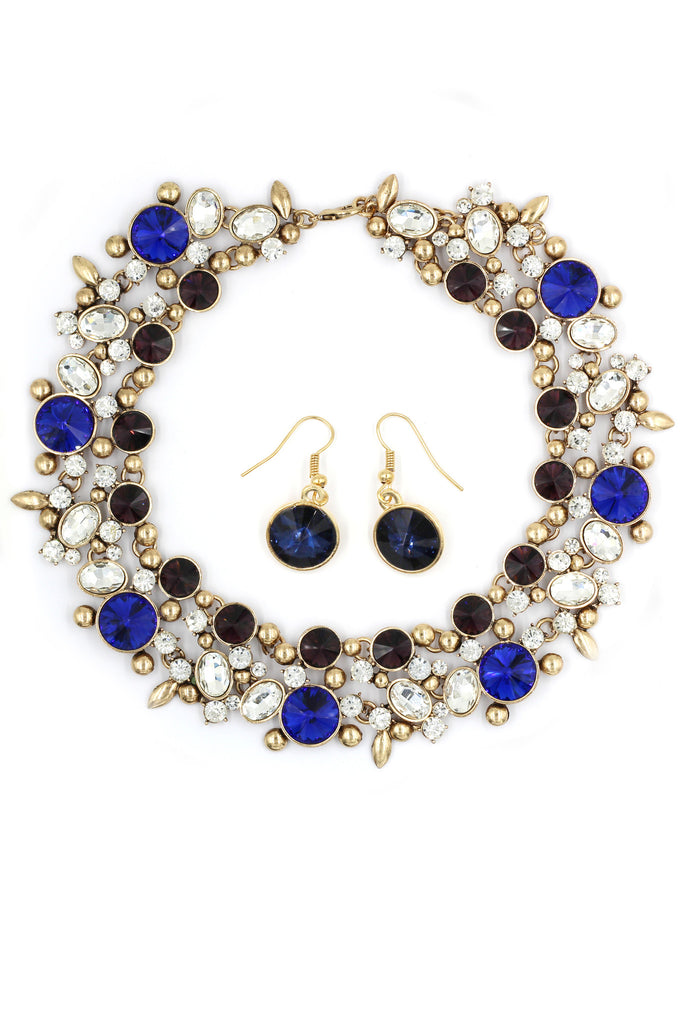 elegant full crystal necklace earrings set