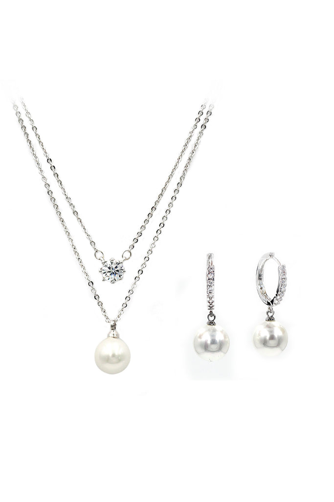 pendant pearl earring necklace set