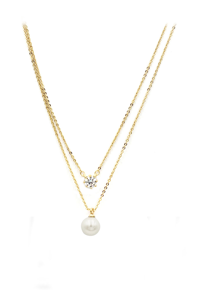 exquisite double-chain crystal pearl necklace