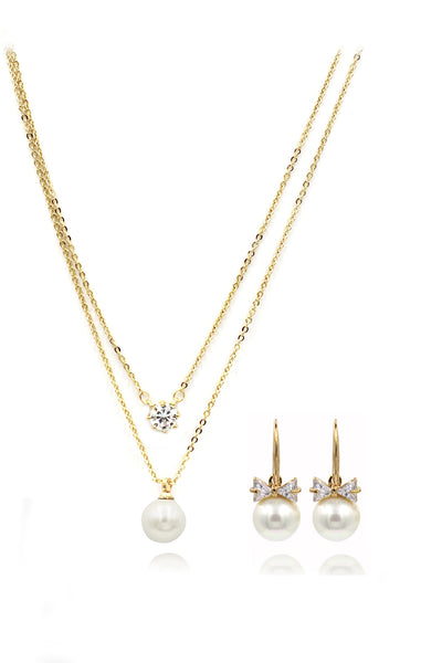 elegant pearl necklace earrings set