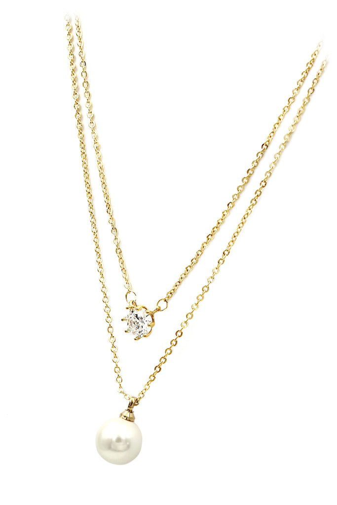 exquisite double-chain crystal pearl necklace