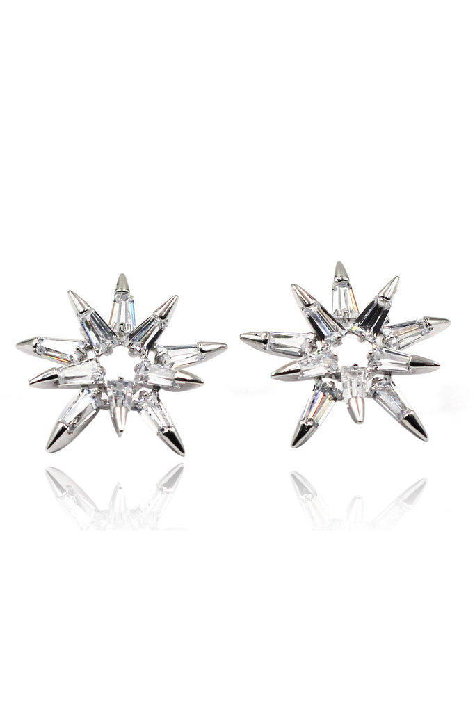 Fashion crystal star claws silver necklace earrings set