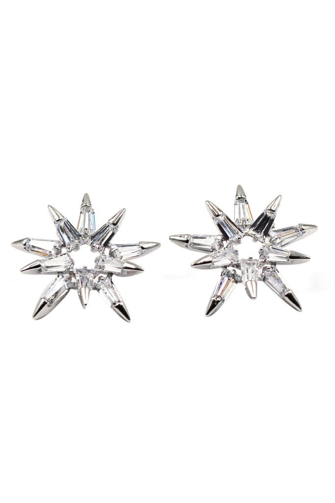 Fashion crystal star claws silver necklace earrings set