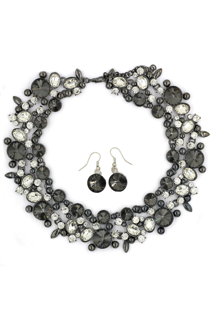 elegant full crystal necklace earrings set