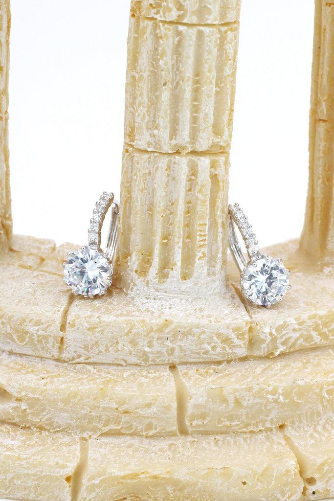 silver shiny crystal bracelet earring set