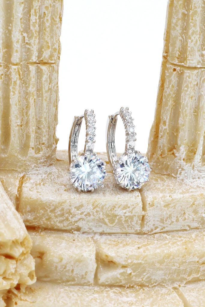 silver shiny crystal bracelet earring set