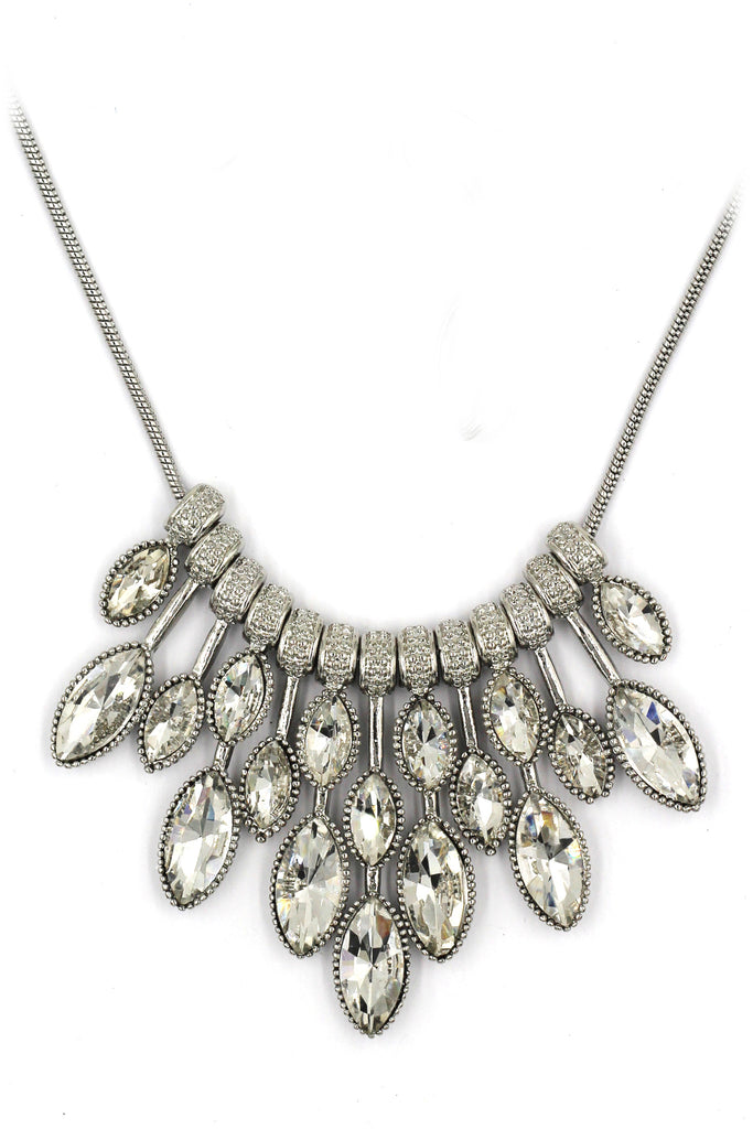 fashion colorful crystal necklace earrings silver sets