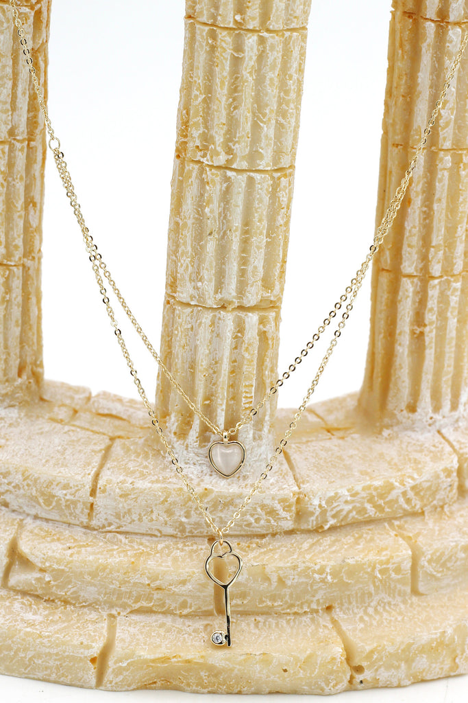 duplexes lovely heart key necklace