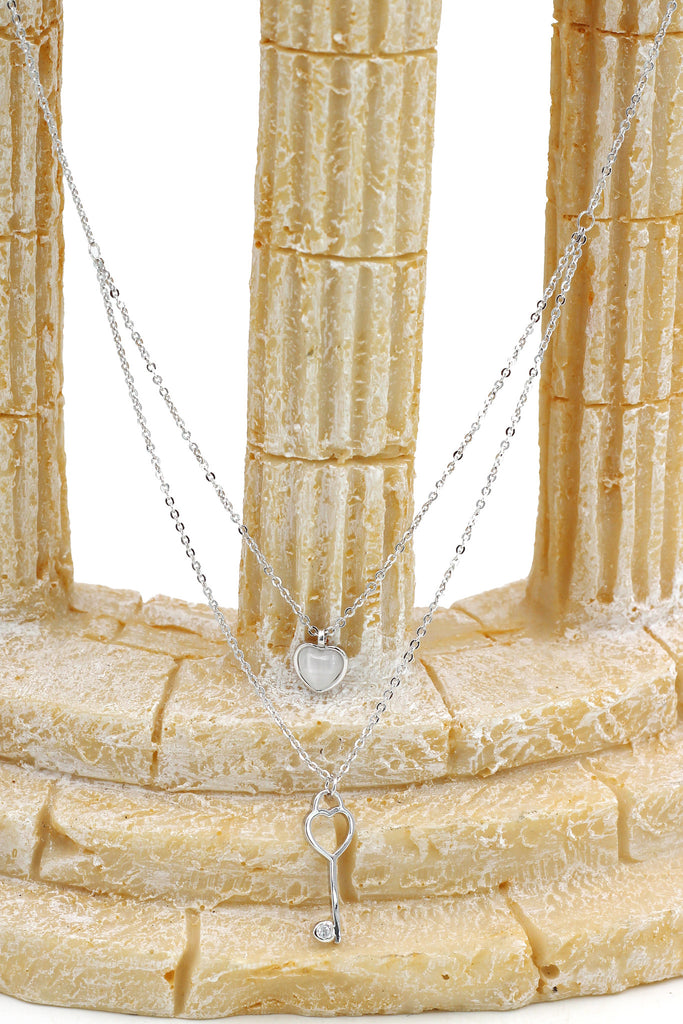 duplexes lovely heart key necklace