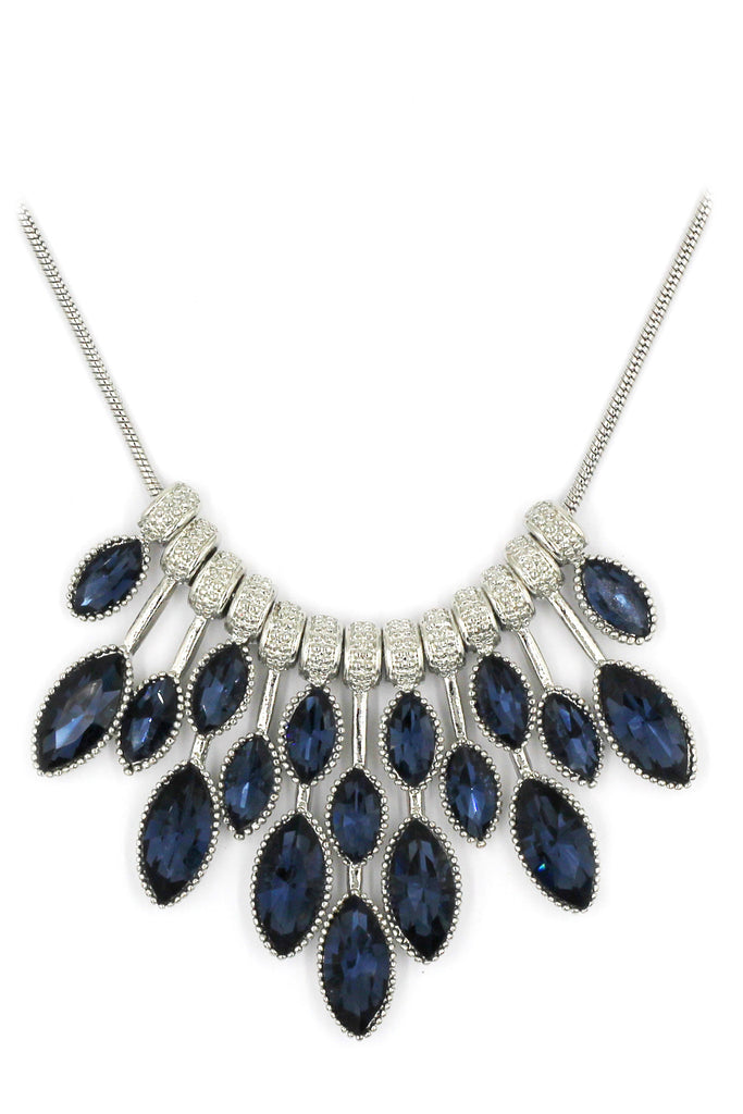 fashion colorful crystal necklace earrings silver sets