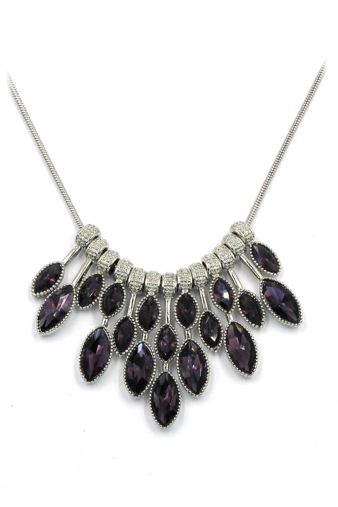 fashion colorful crystal necklace earrings silver sets