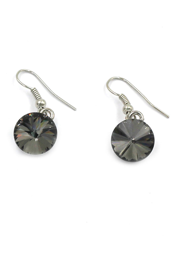 noble flower crystal necklace earrings black set