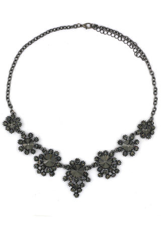fashion double chain pendant crystal columns necklace