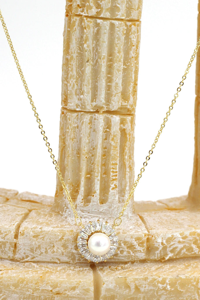 striped crystal pearl necklace earring set