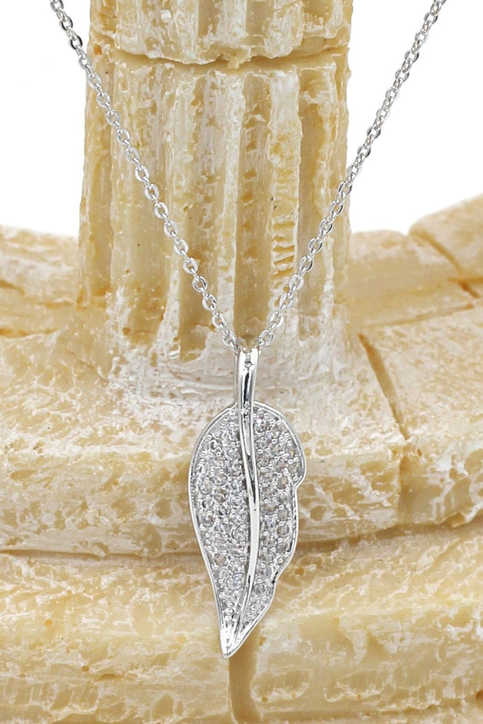 leaf crystal ring necklace set