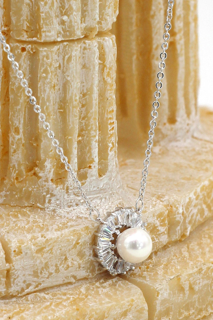fashion pearl crystal ring necklace set
