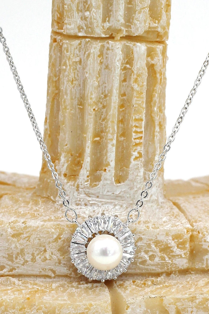 striped crystal pearl necklace earring set