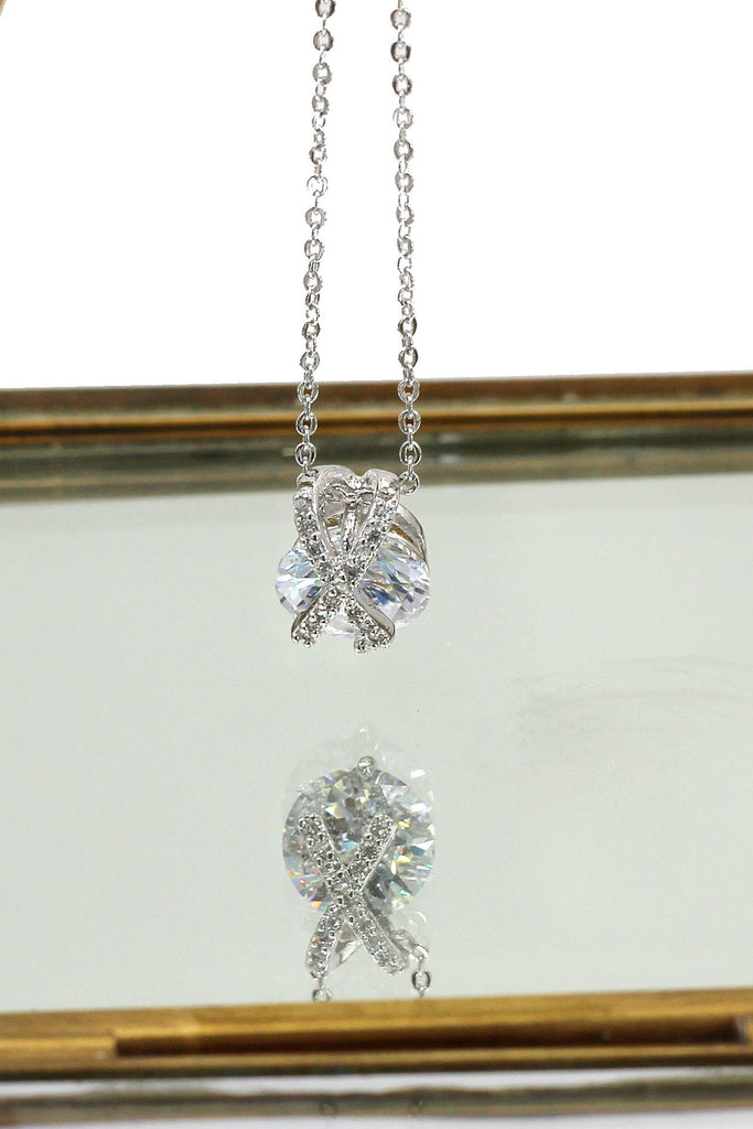 zircon crystal pendant necklace ring set