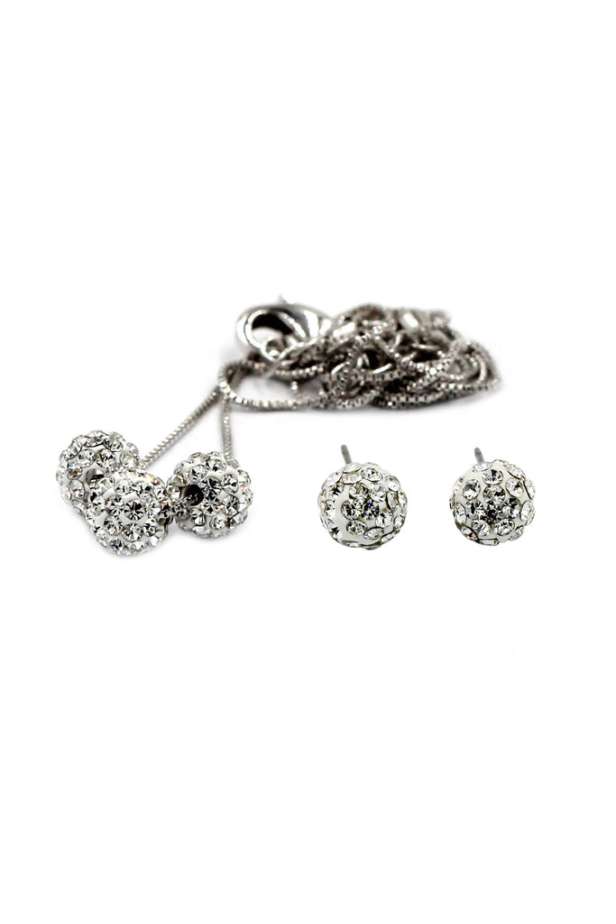 fashion crystal ball earrings necklace set