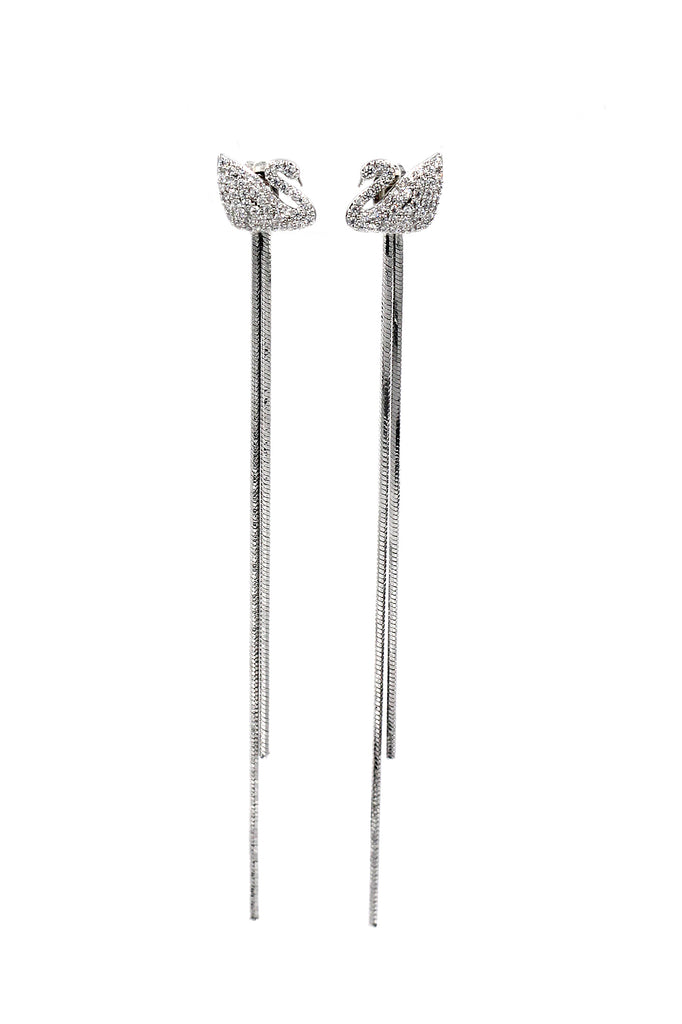 long ear swan crystal earrings