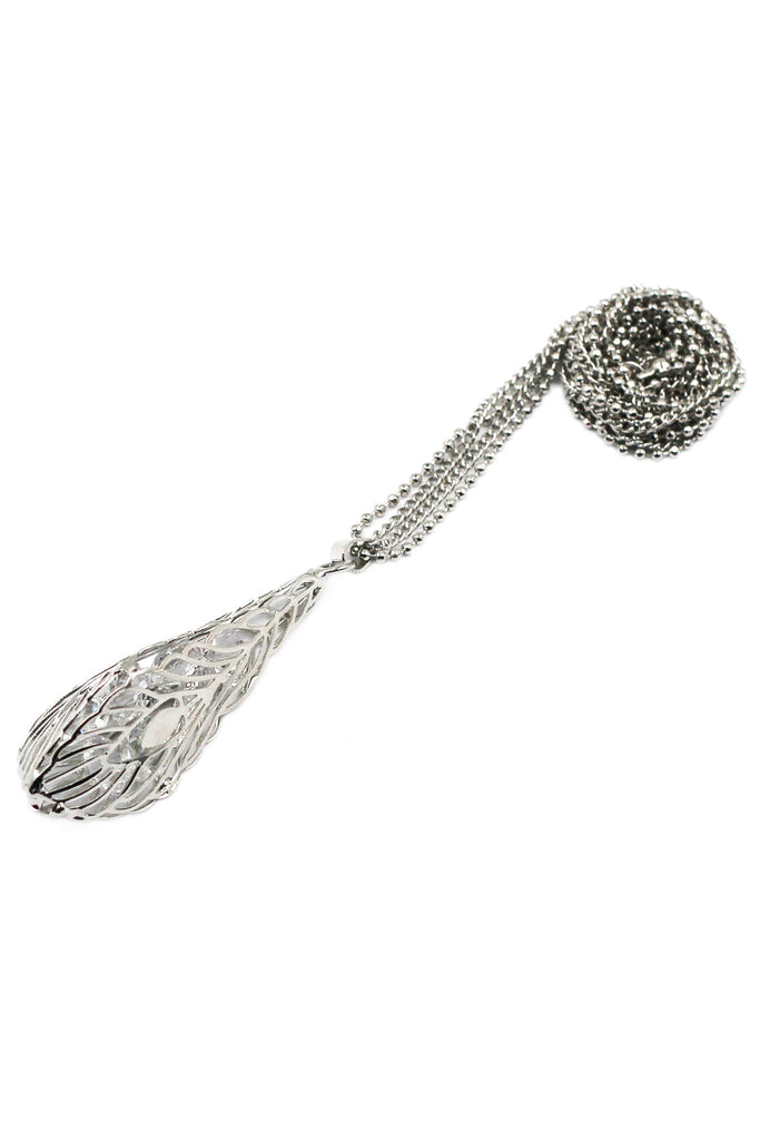 peacock feathers crystal necklace