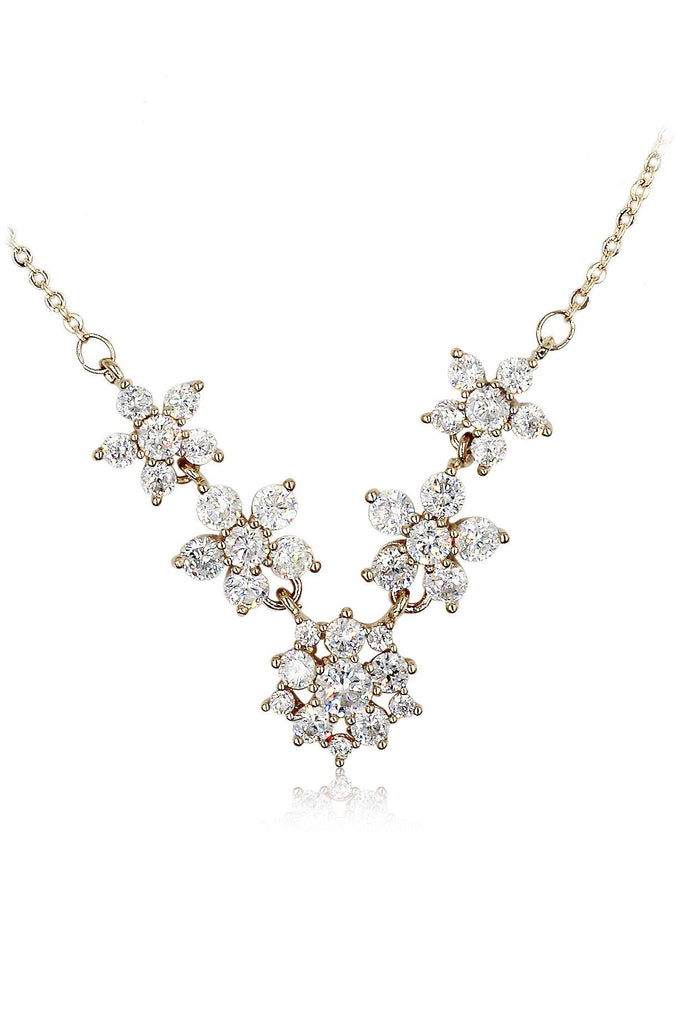 pretty crystal flower necklace earrings set
