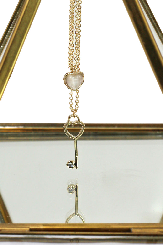 duplexes lovely heart key necklace
