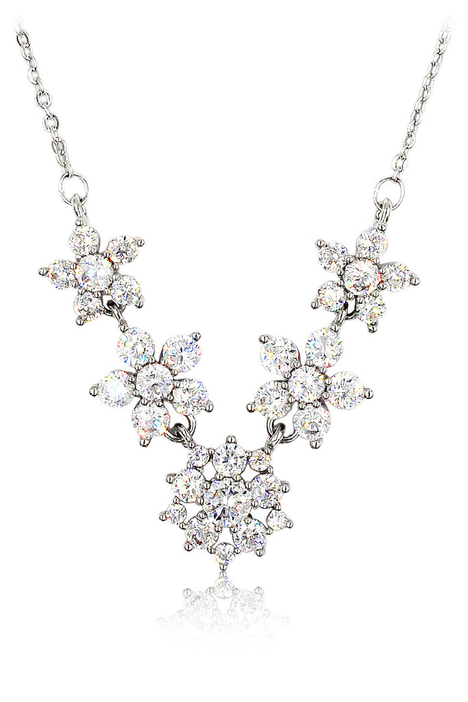 mini crystal flowers clavicle necklace