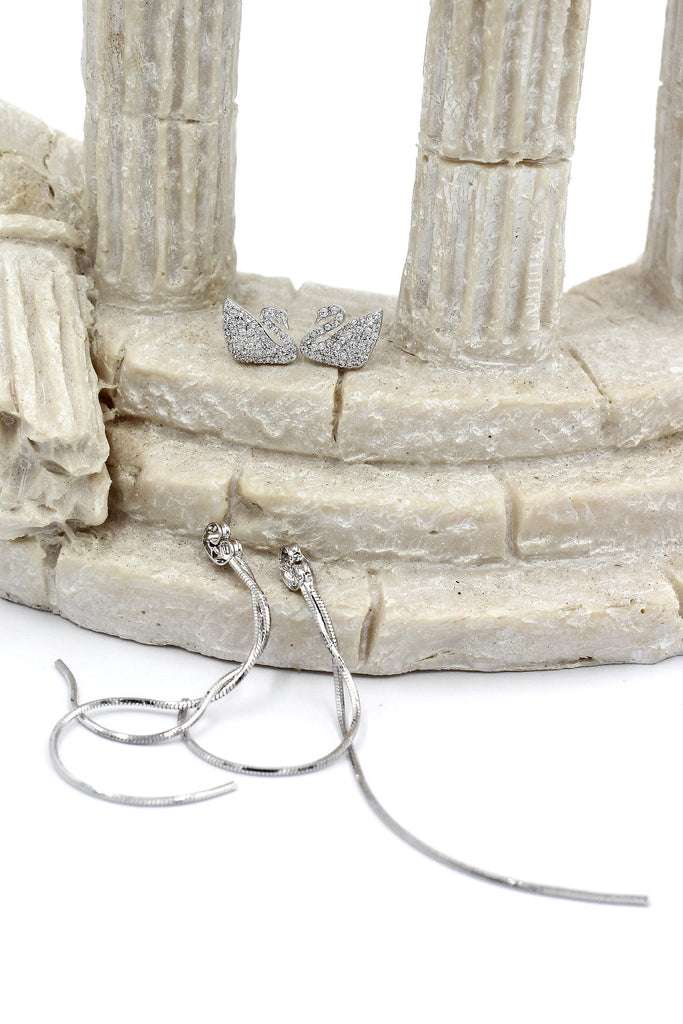 long ear swan crystal earrings