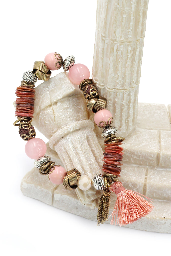 colorful bead line tassel bracelet