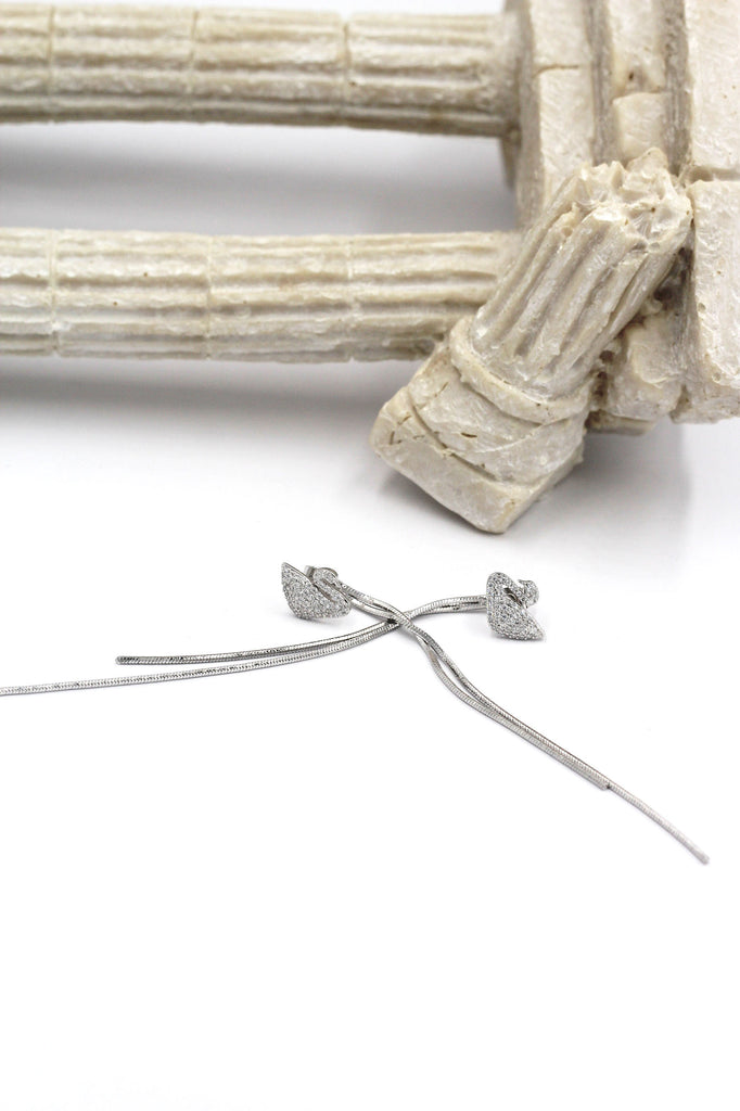 long ear swan crystal earrings