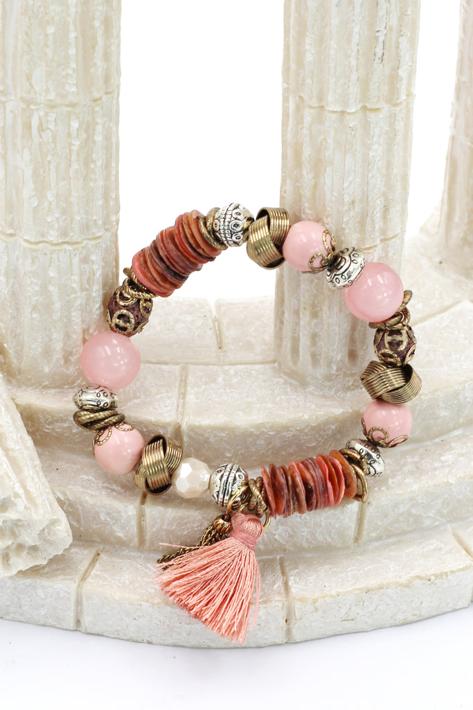 colorful bead line tassel bracelet