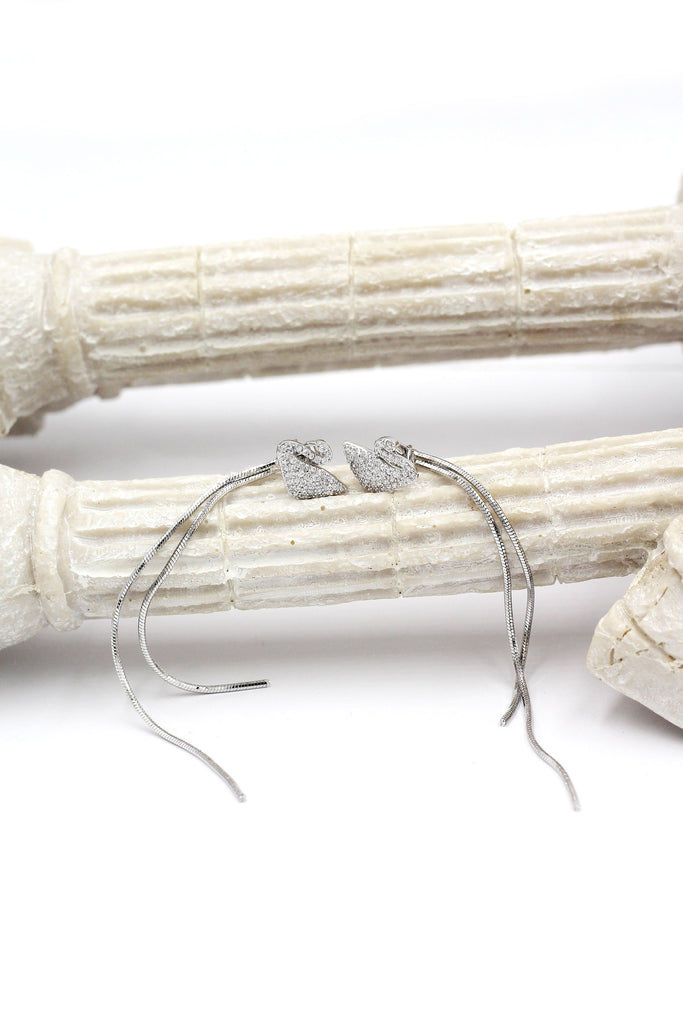 delicate blue eyes crystal swan necklace long earrings set