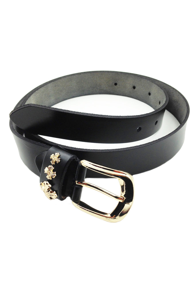 golden plain buckle leather belt