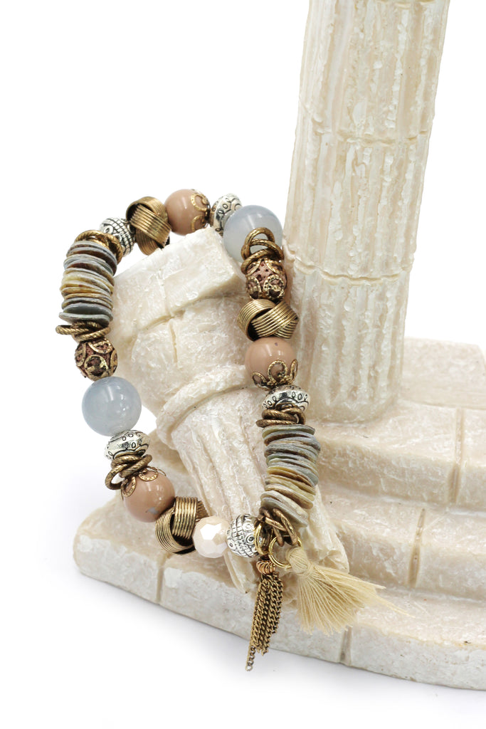 colorful bead line tassel bracelet