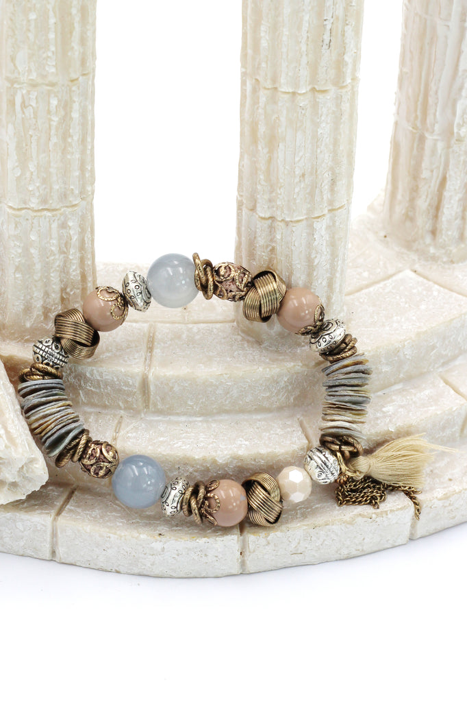 colorful bead line tassel bracelet