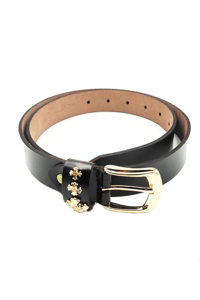 golden plain buckle leather belt